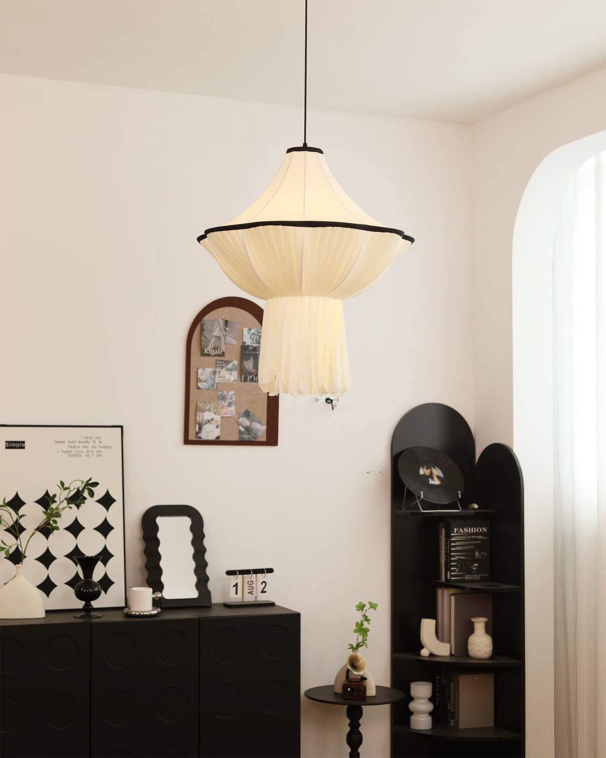 View from underneath the Wildon Pendant Light, showing the light source.