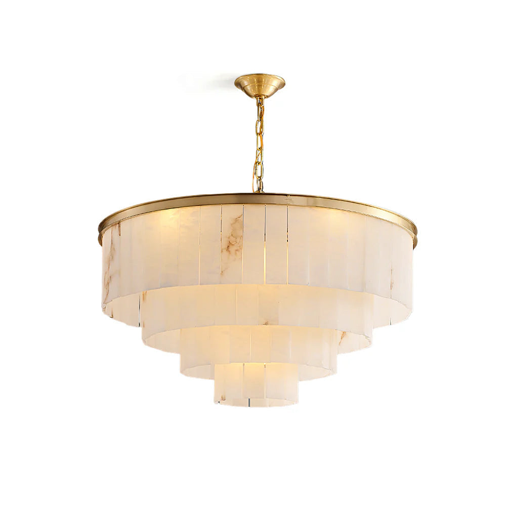 Windham Alabaster Chandelier Layered Halo-Neutral Decor