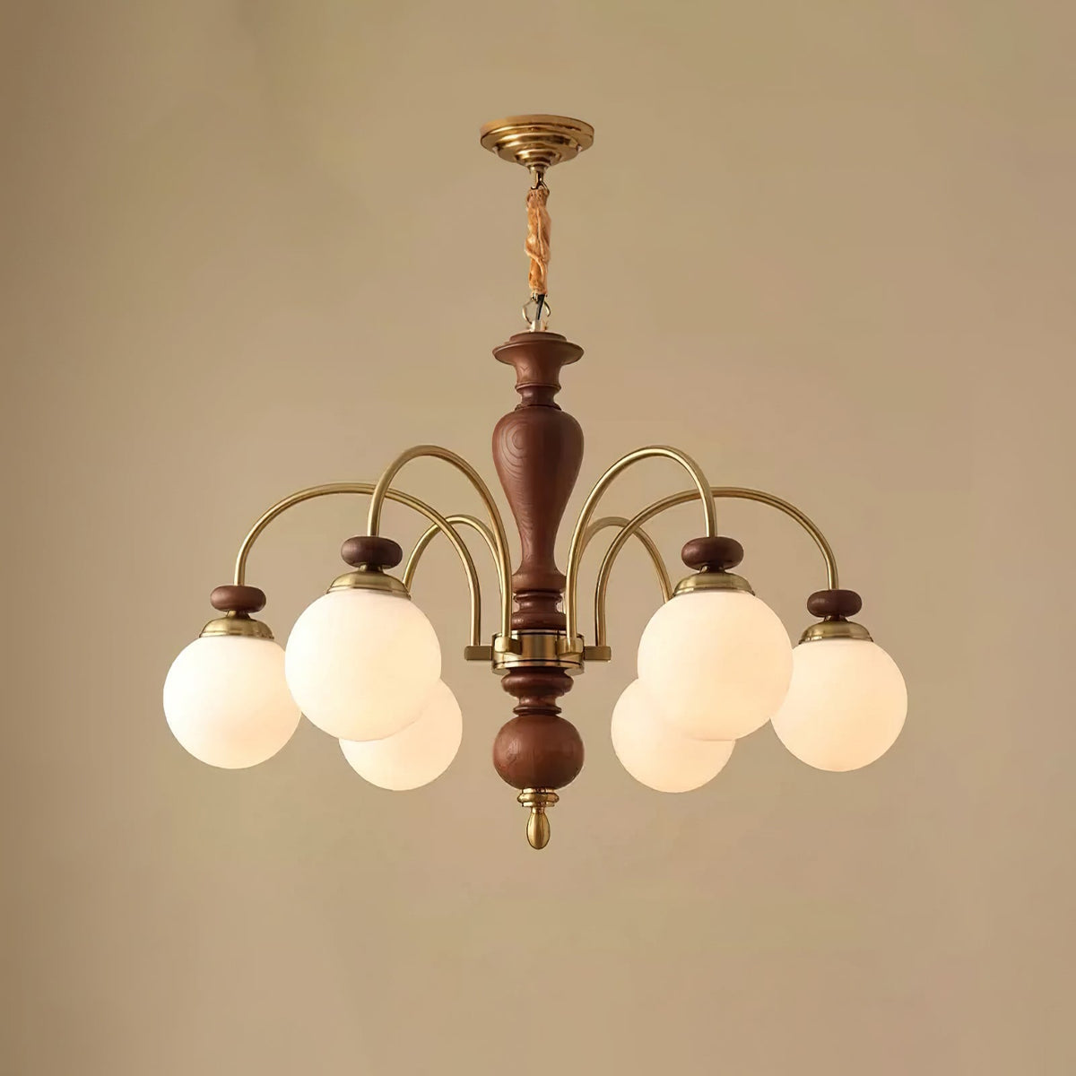 Vianoris Lustre Classique en Bois et Laiton