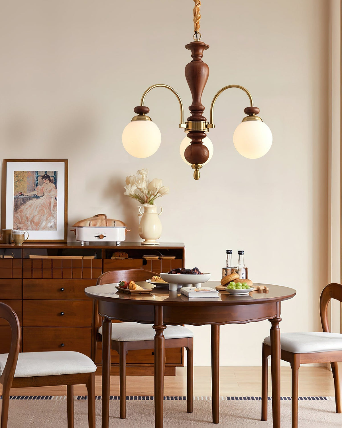 Vianoris Lustre Classique en Bois et Laiton