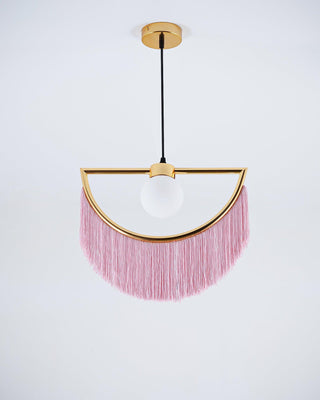 Solara Lampe suspendue en tissu à franges style globe rétro bohème-Luire