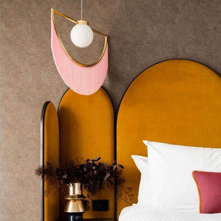 Solara Lampe suspendue en tissu à franges style globe rétro bohème-Luire