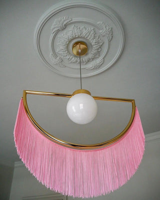 Solara Lampe suspendue en tissu à franges style globe rétro bohème-Luire