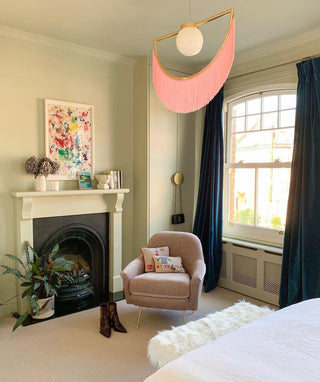 Solara Lampe suspendue en tissu à franges style globe rétro bohème-Luire