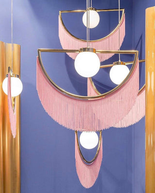 Solara Lampe suspendue en tissu à franges style globe rétro bohème-Luire