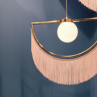 Solara Lampe suspendue en tissu à franges style globe rétro bohème-Luire