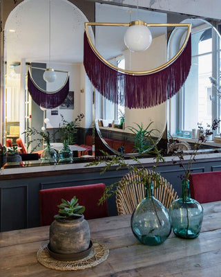 Solara Lampe suspendue en tissu à franges style globe rétro bohème-Luire
