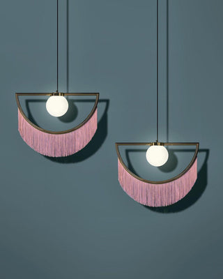 Solara Lampe suspendue en tissu à franges style globe rétro bohème-Luire