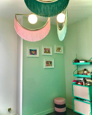 Solara Lampe suspendue en tissu à franges style globe rétro bohème-Luire