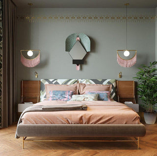 Solara Lampe suspendue en tissu à franges style globe rétro bohème-Luire