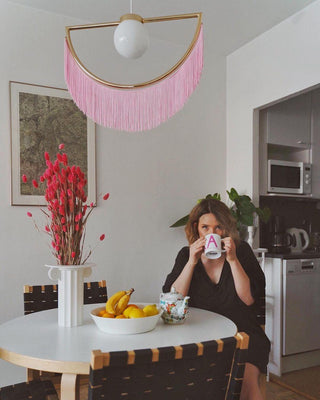 Solara Lampe suspendue en tissu à franges style globe rétro bohème-Luire