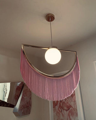 Solara Lampe suspendue en tissu à franges style globe rétro bohème-Luire