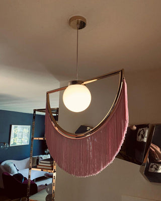 Solara Lampe suspendue en tissu à franges style globe rétro bohème-Luire