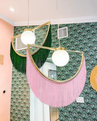 Solara Lampe suspendue en tissu à franges style globe rétro bohème-Luire