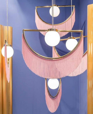 Solara Lampe suspendue en tissu à franges style globe rétro bohème-Luire