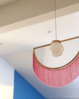 Solara Lampe suspendue en tissu à franges style globe rétro bohème-Luire