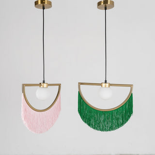 Solara Lampe suspendue en tissu à franges style globe rétro bohème-Luire