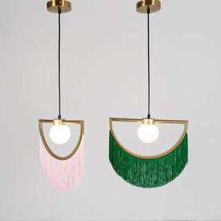 Solara Lampe suspendue en tissu à franges style globe rétro bohème-Luire