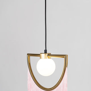 Solara Lampe suspendue en tissu à franges style globe rétro bohème-Luire