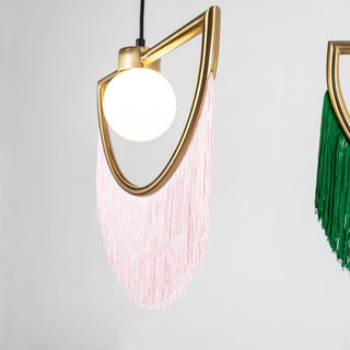 Solara Lampe suspendue en tissu à franges style globe rétro bohème-Luire