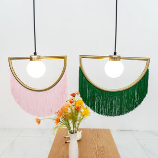 Solara Lampe suspendue en tissu à franges style globe rétro bohème-Luire