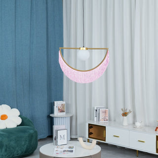 Solara Lampe suspendue en tissu à franges style globe rétro bohème-Luire