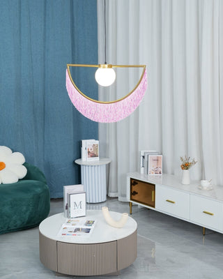 Solara Lampe suspendue en tissu à franges style globe rétro bohème-Luire