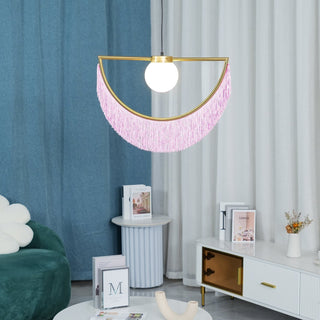Solara Lampe suspendue en tissu à franges style globe rétro bohème-Luire