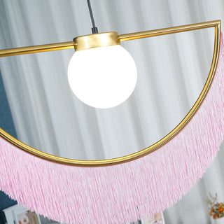 Solara Lampe suspendue en tissu à franges style globe rétro bohème-Luire
