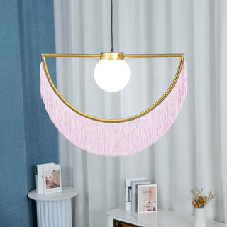 Solara Lampe suspendue en tissu à franges style globe rétro bohème-Luire
