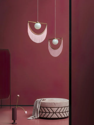 Solara Lampe suspendue en tissu à franges style globe rétro bohème-Luire