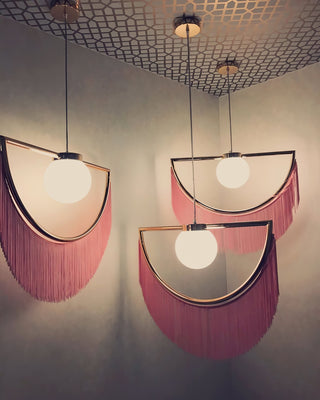 Solara Lampe suspendue en tissu à franges style globe rétro bohème-Luire
