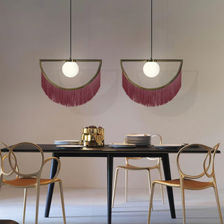 Solara Lampe suspendue en tissu à franges style globe rétro bohème-Luire