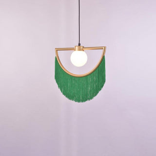 Solara Lampe suspendue en tissu à franges style globe rétro bohème-Luire