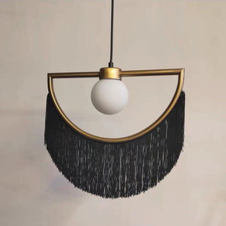 Solara Lampe suspendue en tissu à franges style globe rétro bohème-Luire