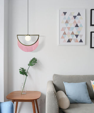 Solara Lampe suspendue en tissu à franges style globe rétro bohème-Luire