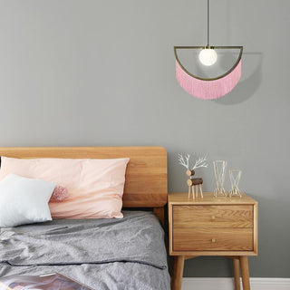 Solara Lampe suspendue en tissu à franges style globe rétro bohème-Luire