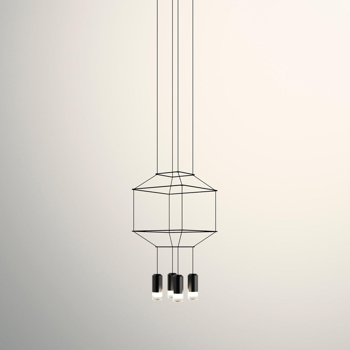 Quineira Suspension Géométrique en Fil Noir LED