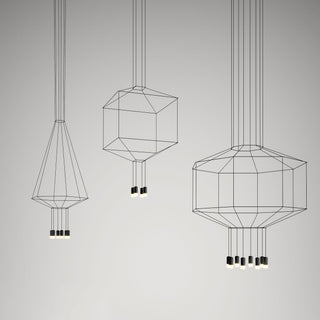 Lustra Suspension Géométrique en Fil Noir LED