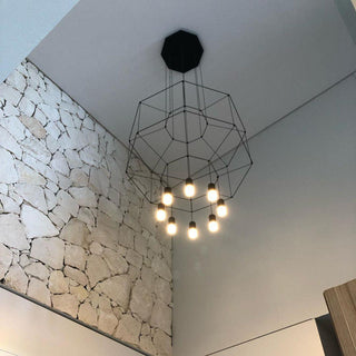 Lustra Suspension Géométrique en Fil Noir LED