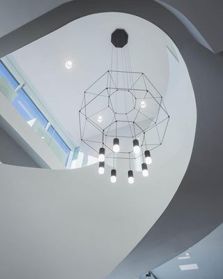 Lustra Suspension Géométrique en Fil Noir LED