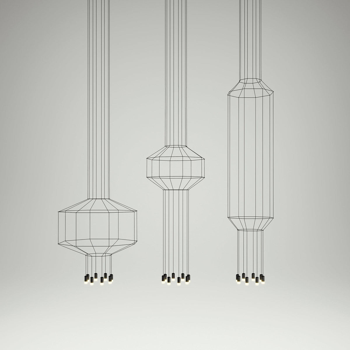 Quineira Suspension Géométrique en Fil Noir LED