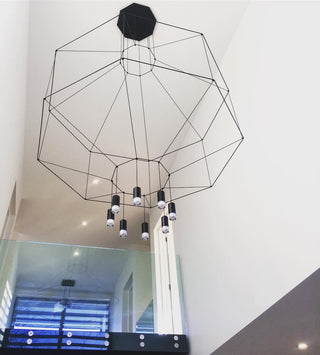 Lustra Suspension Géométrique en Fil Noir LED