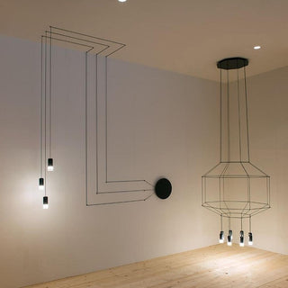 Lustra Suspension Géométrique en Fil Noir LED