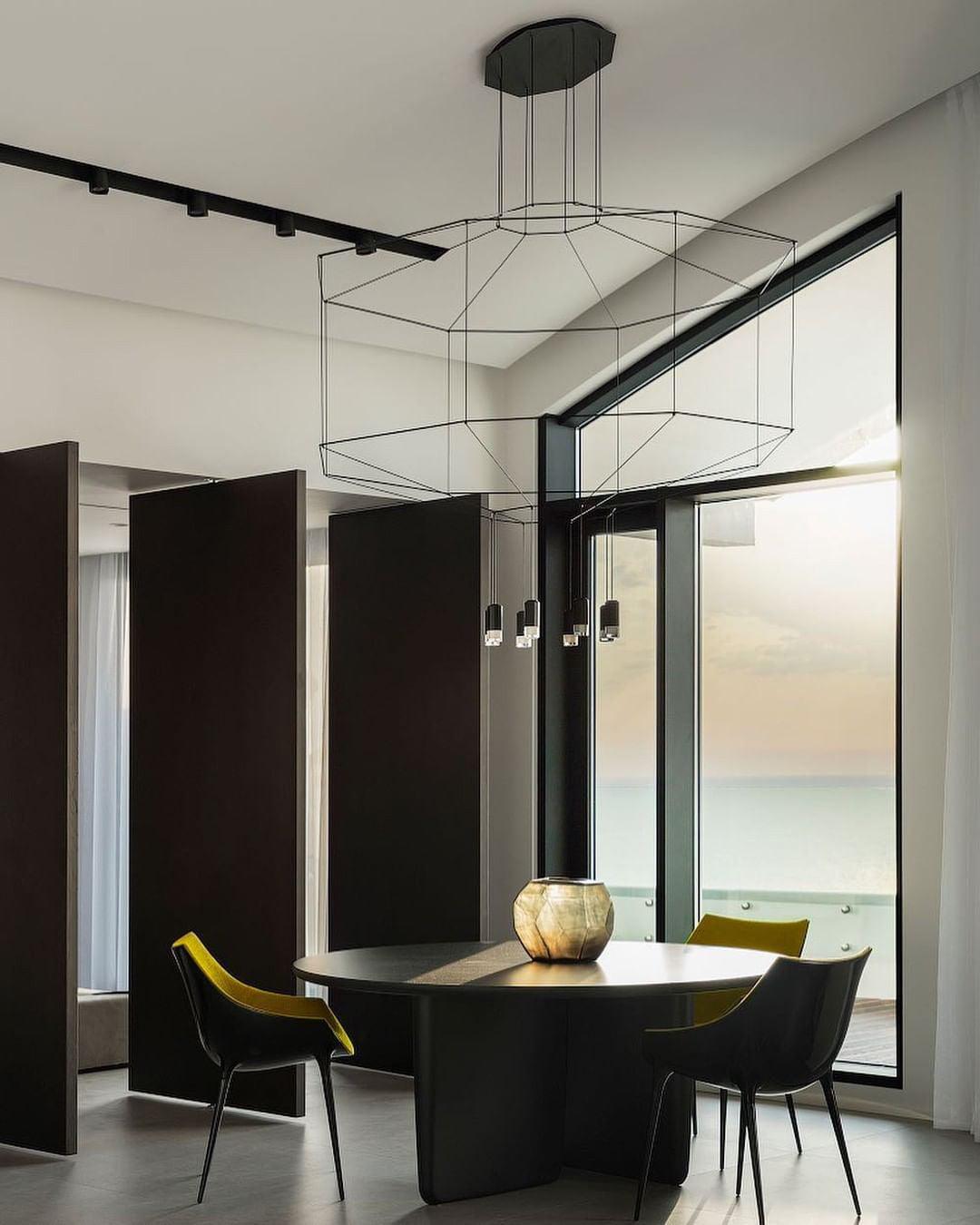 Quineira Suspension Géométrique en Fil Noir LED