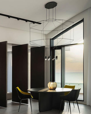 Lustra Suspension Géométrique en Fil Noir LED