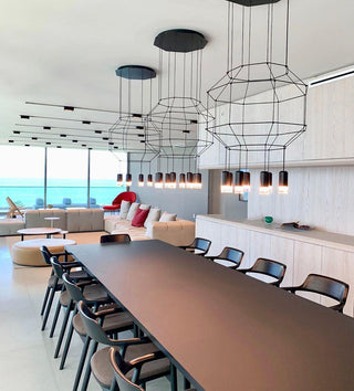 Lustra Suspension Géométrique en Fil Noir LED