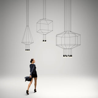 Lustra Suspension Géométrique en Fil Noir LED