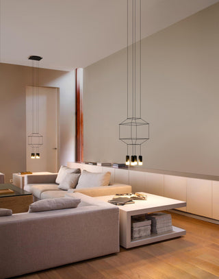 Lustra Suspension Géométrique en Fil Noir LED