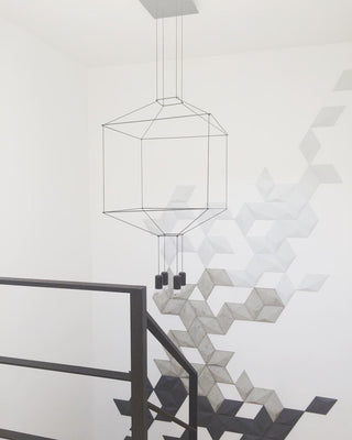 Lustra Suspension Géométrique en Fil Noir LED